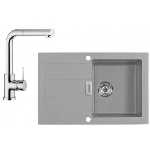 Franke SET T2 Tectonite dřez SID 611-78 Šedá + Kuchyňská Baterie FN 0147.031 Chrom, 114.0508.062