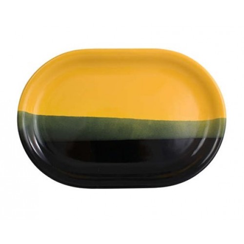 VETRO-PLUS Talíř ovál černo/žlutý 35,5cm 202783BY VETRO-PLUS Talíř ovál černo/žlutý 35,5cm 202783BY