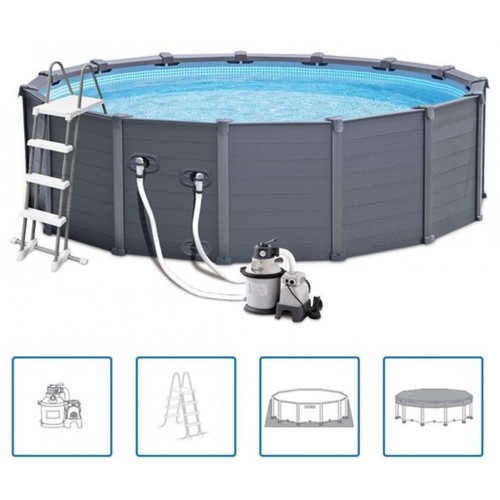 INTEX Graphite Panel Pool Set Bazén 478 x 124 cm, 28382GN INTEX Graphite Panel Pool Set Bazén 478 x 124 cm, 28382GN