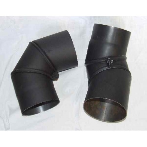 Koleno kouřovodu, přestavitelné 120mm 0-90° (1,5) černá Koleno kouřovodu, přestavitelné 120mm 0-90° (1,5) černá