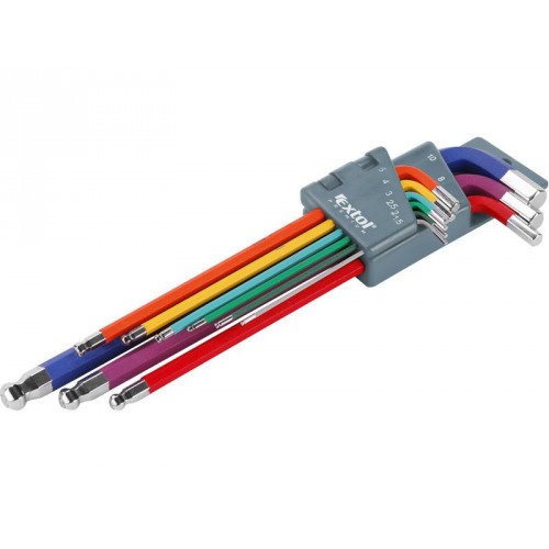 EXTOL PREMIUM L-klíče imbusy prodloužené barevné, sada 9ks 8819315 EXTOL PREMIUM L-klíče imbusy prodloužené barevné, sada 9ks 8819315