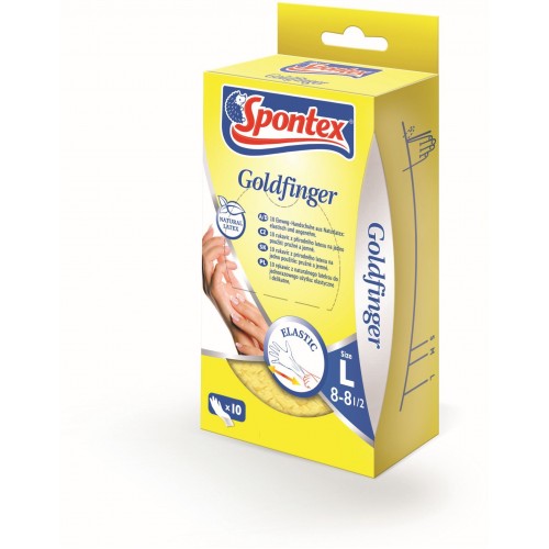SPONTEX Goldfinger latexové rukavice jednorázové 10 ks L SPONTEX Goldfinger latexové rukavice jednorázové 10 ks L