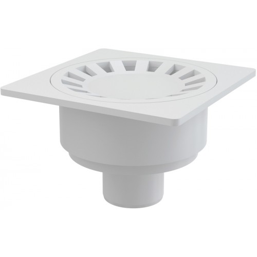 ALCAPLAST Podlahová vpust 150 × 150/50 přímá, mřížka bílá APV16 ALCAPLAST Podlahová vpust 150 × 150/50 přímá, mřížka bílá APV16