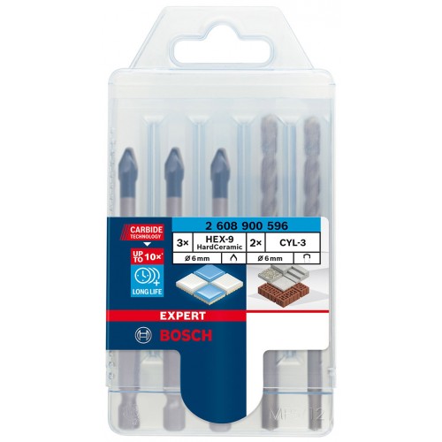 BOSCH Vrtáky do dlažby EXPERT HEX-9 HardCeramic, 6 mm, 5 ks 2608900596 BOSCH Vrtáky do dlažby EXPERT HEX-9 HardCeramic, 6 mm, 5 ks 2608900596