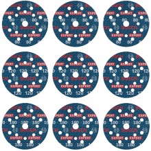 BOSCH 9dílná sada brusných kotoučů EXPERT O780 s fólií, 125 mm, G80/G120/G180 2608902407