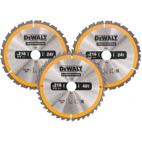 DeWALT DT1962 Sada 3 ks pilových kotoučů 216 × 30 mm DeWALT DT1962 Sada 3 ks pilových kotoučů 216 × 30 mm