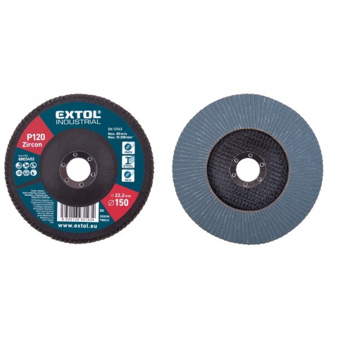 EXTOL INDUSTRIAL kotouč lamelový šikmý zirkonový, P120, 150mm 8803452 EXTOL INDUSTRIAL kotouč lamelový šikmý zirkonový, P120, 150mm 8803452