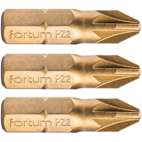 FORTUM-KITO hrot křížový pozidriv, sada 3ks, PZ 2x25mm,titan. úprava, S2 4741372 FORTUM-KITO hrot křížový pozidriv, sada 3ks, PZ 2x25mm,titan. úprava, S2 4741372