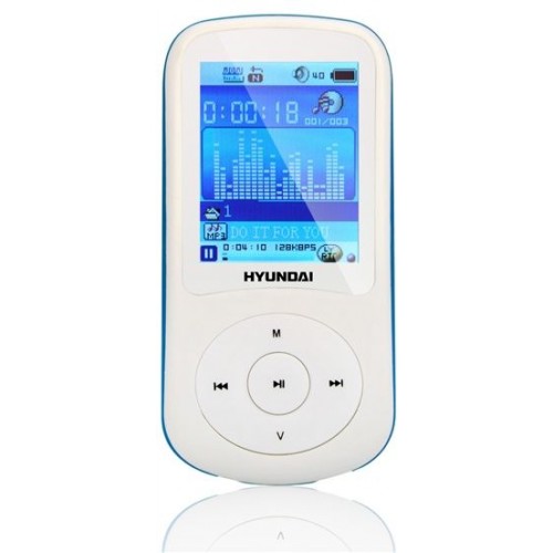 HYUNDAI MPC 401 FM MP3/MP4 Přehrávač 4 GB, bílý - modrý proužek HYUNDAI MPC 401 FM MP3/MP4 Přehrávač 4 GB, bílý - modrý proužek