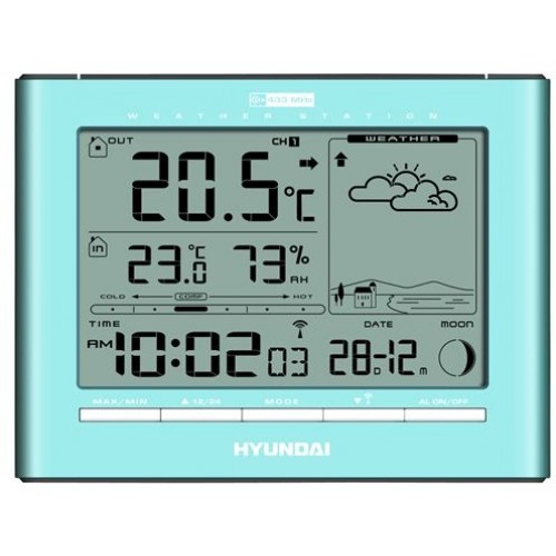HYUNDAI WSC 2180 Meteorologická stanice, světle modrá HYUNDAI WSC 2180 Meteorologická stanice, světle modrá