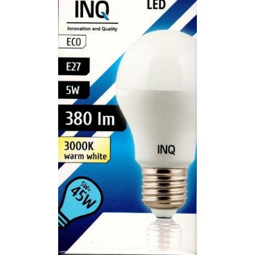 INQ LED žárovka, E27 5W A55, teplá bílá IN711929
