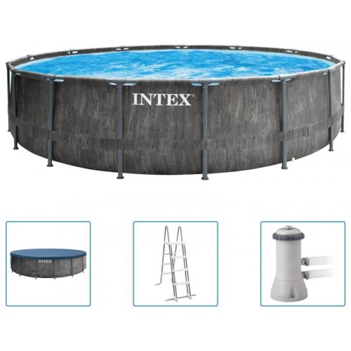 INTEX GREYWOOD PRISM FRAME Kulatý bazén 457 x 122 cm s kartušovou filtrací 26742NP