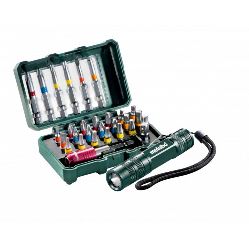 Metabo Box s bity "SP", 29 dílů + Mini Flash light 626721000 Metabo Box s bity "SP", 29 dílů + Mini Flash light 626721000