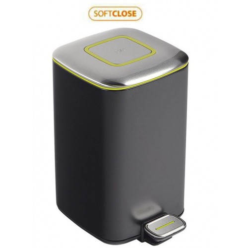 SAPHO REGENT Odpadkový koš 12l, Soft Close, broušená nerez, černá DR312