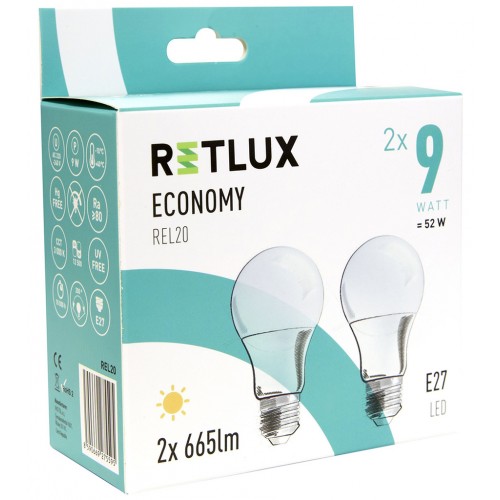 RETLUX REL 20 LED A60 2x9W E27 Žárovka 50003831 RETLUX REL 20 LED A60 2x9W E27 Žárovka 50003831