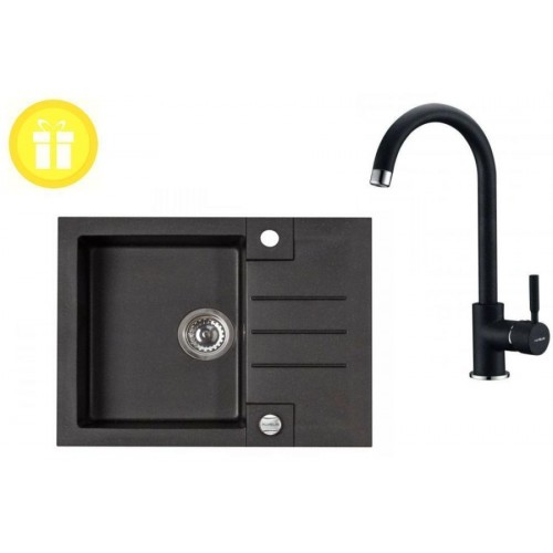 ALVEUS set dřez Rock 30 + baterie AM 120 v černé + dárek