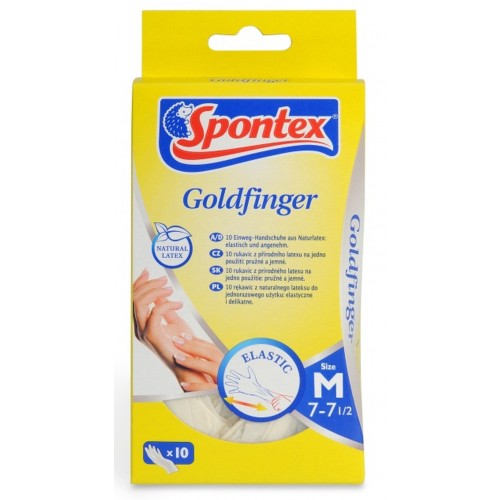 Spontex Goldfinger latexové rukavice jednorázové 10 ks M Spontex Goldfinger latexové rukavice jednorázové 10 ks M