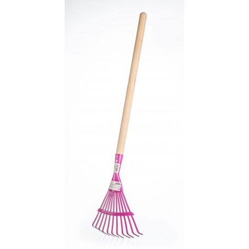 Hrábě planžetové s násadou kov/dřevo 80cm, růžové