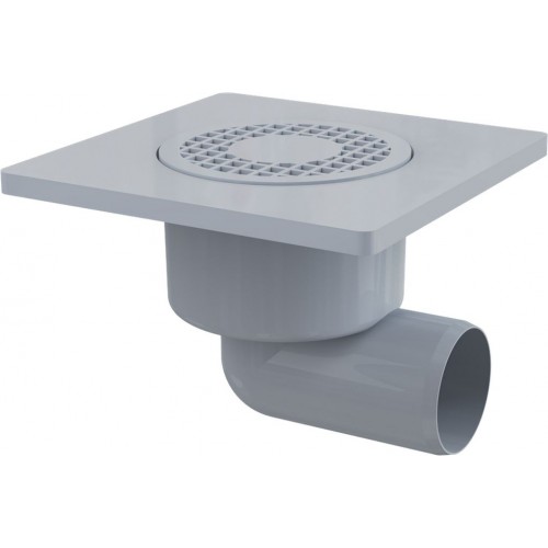 ALCAPLAST Podlahová vpust 150 × 150/50 boční, mřížka šedá APV3 ALCAPLAST Podlahová vpust 150 × 150/50 boční, mřížka šedá APV3