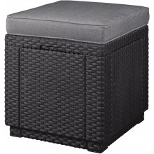 KETER CUBE Taburet s poduškou, 42 x 42 x 39 cm, grafit/šedá 17192157