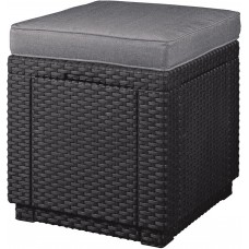 KETER CUBE Taburet s poduškou, 42 x 42 x 39 cm, grafit/šedá 17192157