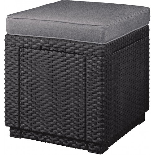 KETER CUBE Taburet s poduškou, 42 x 42 x 39 cm, grafit/šedá 17192157 KETER CUBE Taburet s poduškou, 42 x 42 x 39 cm, grafit/šedá 17192157