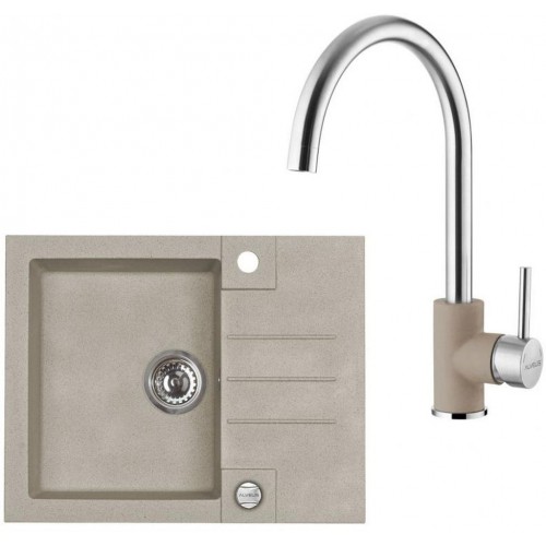 ALVEUS Set ROCK 30 dřez 595x475 mm + baterie ELZA, Pebble 02