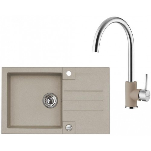 ALVEUS Set ROCK 130 dřez 780x480 mm + baterie ELZA, Pebble 02