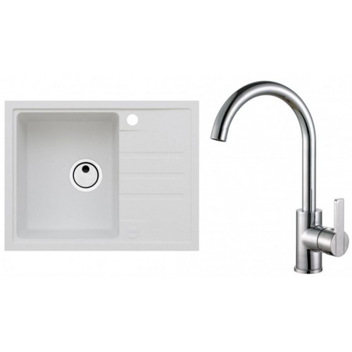 ALVEUS Set INTERMEZZO 30 dřez 620x480 mm + baterie TONIA, bílá + chrom ALVEUS Set INTERMEZZO 30 dřez 620x480 mm + baterie TONIA, bílá + chrom
