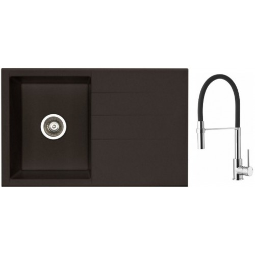 ALVEUS Set dřez Cubo 30 metalic espresso + baterie Ella chrom ALVEUS Set dřez Cubo 30 metalic espresso + baterie Ella chrom