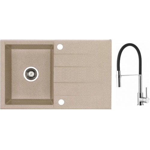 ALVEUS Set dřez Cubo 30 beige + baterie Ella chrom ALVEUS Set dřez Cubo 30 beige + baterie Ella chrom