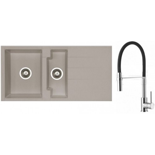 ALVEUS Set dřez Cubo 70 metalic cappuccino + baterie Ella chrom