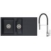 ALVEUS Set dřez Cubo 70 carbon + baterie Ella chrom