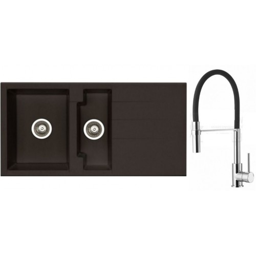 ALVEUS Set dřez Cubo 70 metalic espresso + baterie Ella chrom