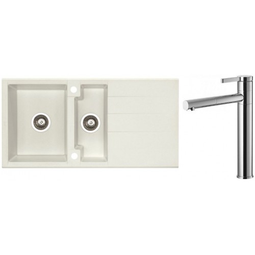 ALVEUS Set dřez Cubo 70 artic + baterie Zina chrom