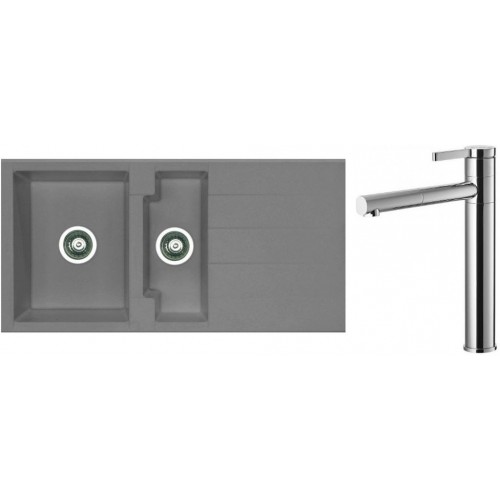 ALVEUS Set dřez Cubo 70 metalic anthrazit + baterie Zina chrom
