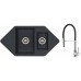 ALVEUS Set dřez Cubo 80 carbon + baterie Ella chrom