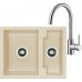 ALVEUS Set dřez Cubo 20 beige + baterie Elza kartáčovaná nerez