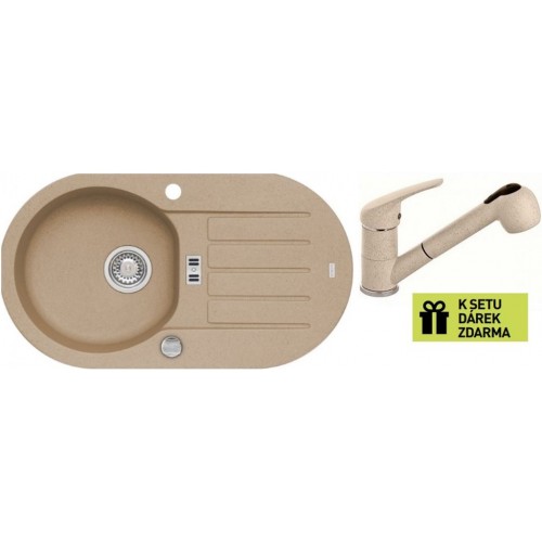 ALVEUS set dřez Niagara 40 beige + baterie AM 20 beige +dárek