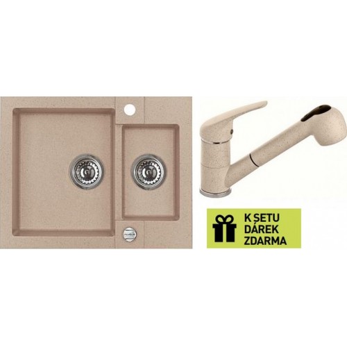 ALVEUS set dřez Rock 80 beige + baterie AM 20 beige + dárek