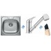 ALVEUS set dřez Allux 70 satin + baterie Mura chrom + sada nožů