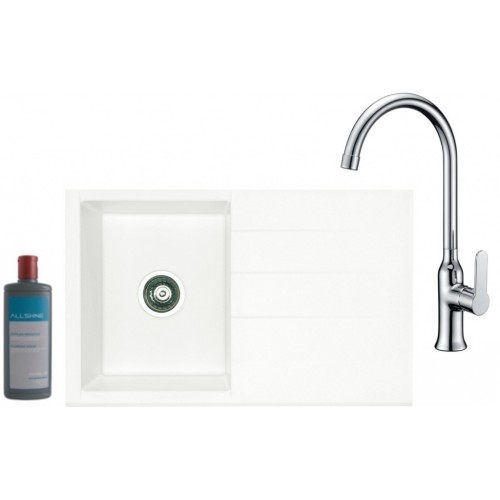 ALVEUS set dřez Cubo 30 arctic + baterie Slim chrom + čistič