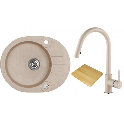 ALVEUS set dřez Roll 40 granitový + krájecí deska + baterie Junan beige ALVEUS set dřez Roll 40 granitový + krájecí deska + baterie Junan beige