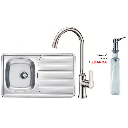 ALVEUS set dřez Zoom 30 dekor + baterie Slim chrom + dávkovač zdarma