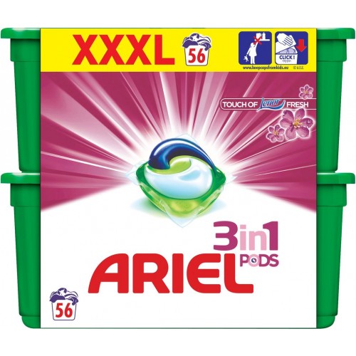 Ariel Touch of Lenor 3v1 gelové kapsle 56 ks Ariel Touch of Lenor 3v1 gelové kapsle 56 ks