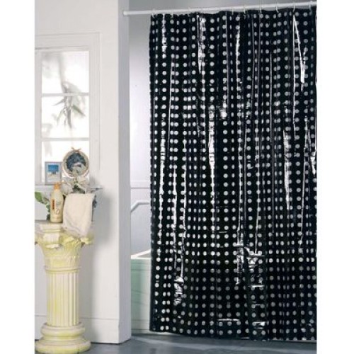 ARTTEC Sprchový závěs - 180x200 cm - PVC - black with peas MSV00595 ARTTEC Sprchový závěs - 180x200 cm - PVC - black with peas MSV00595