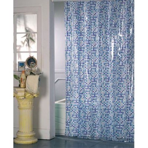 ARTTEC Sprchový závěs - 180x200 cm - PVC - blue mozaic MSV00596 ARTTEC Sprchový závěs - 180x200 cm - PVC - blue mozaic MSV00596