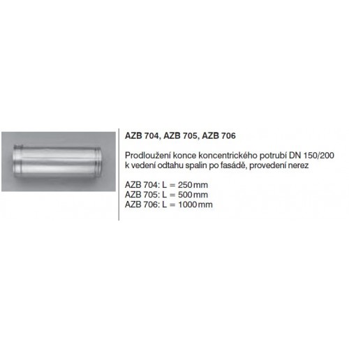 Junkers AZB 704 Prodloužení 250mm, nerez, prům. 150/200mm 7719001683