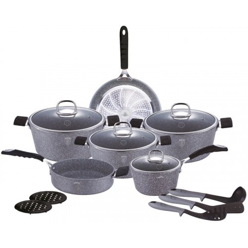 BERLINGERHAUS Gray Stone Touch Line Sada nádobí s mramorovým povrchem 15 ks BH-1173 BERLINGERHAUS Gray Stone Touch Line Sada nádobí s mramorovým povrchem 15 ks BH-1173