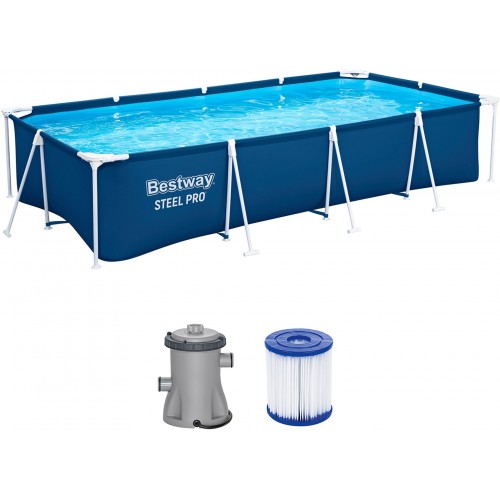 BESTWAY Steel Pro Bazén 400 x 211 x 81 cm, kartušová filtrace 56424 BESTWAY Steel Pro Bazén 400 x 211 x 81 cm, kartušová filtrace 56424